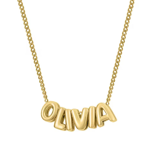 Classic Bubble Letter Name Necklace