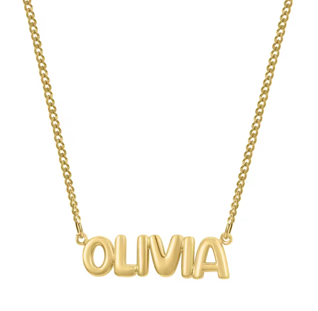 Connected Bubble Letter Name Necklace