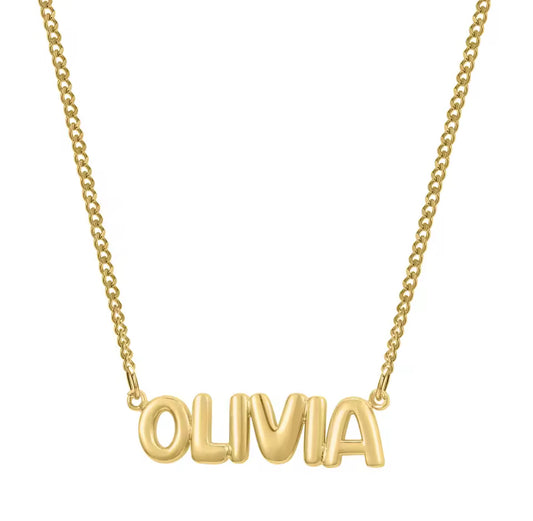Connected Bubble Letter Name Necklace