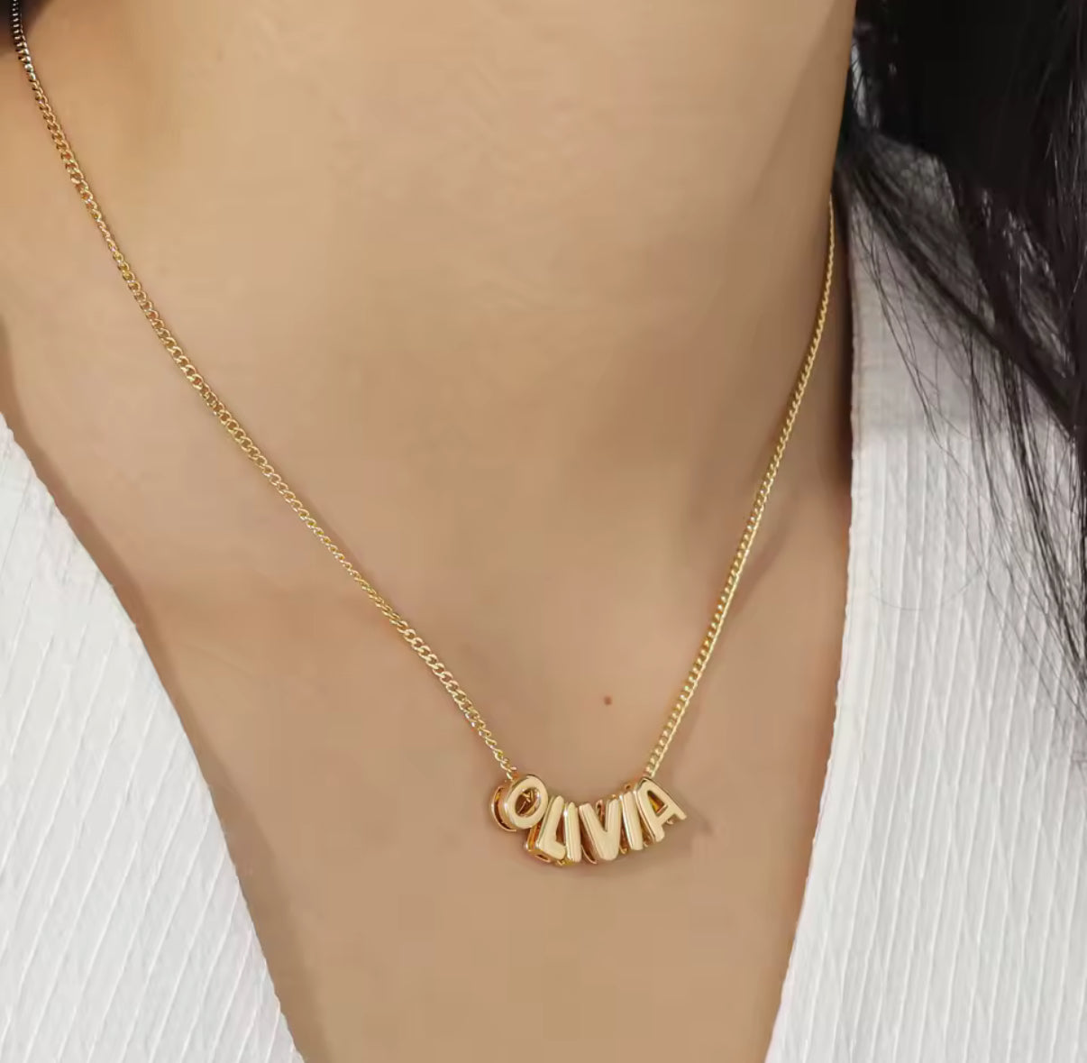 Classic Bubble Letter Name Necklace