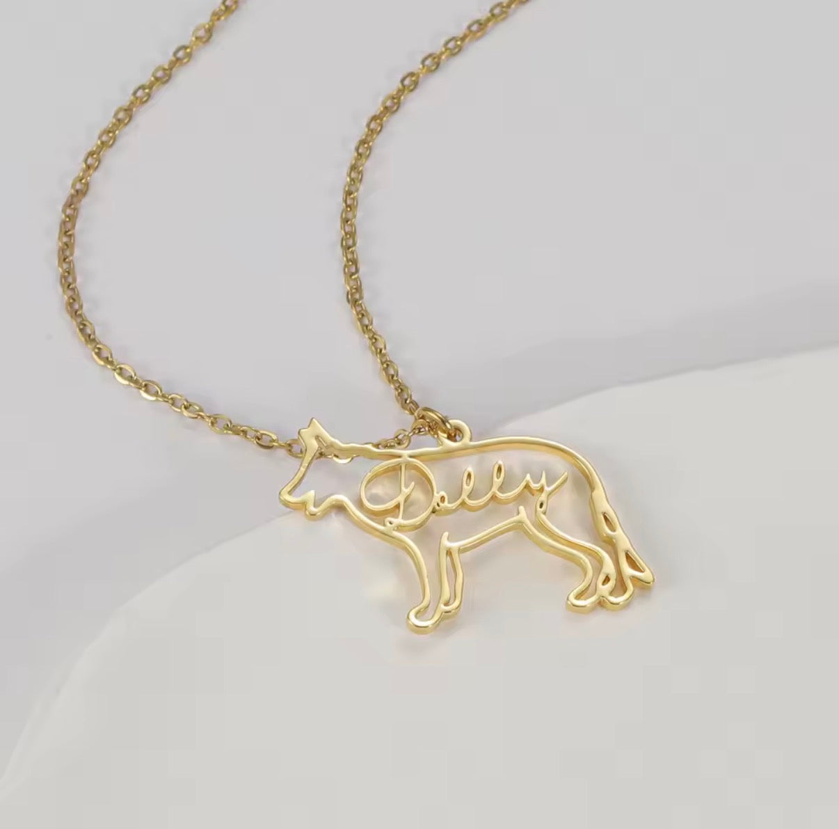 Personalised Dog Silhouette Name Necklace