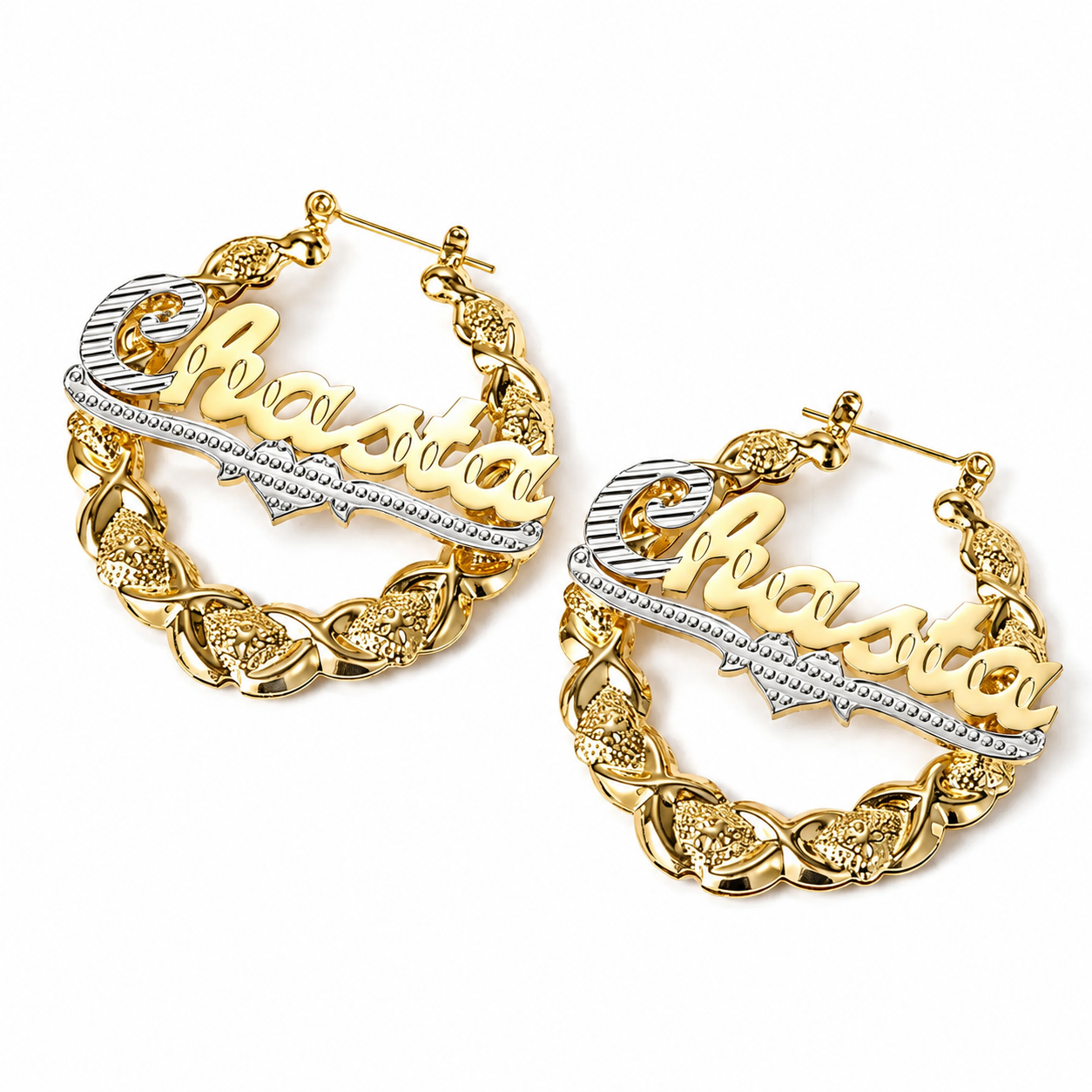 Multi Tone Hoop Name Earrings