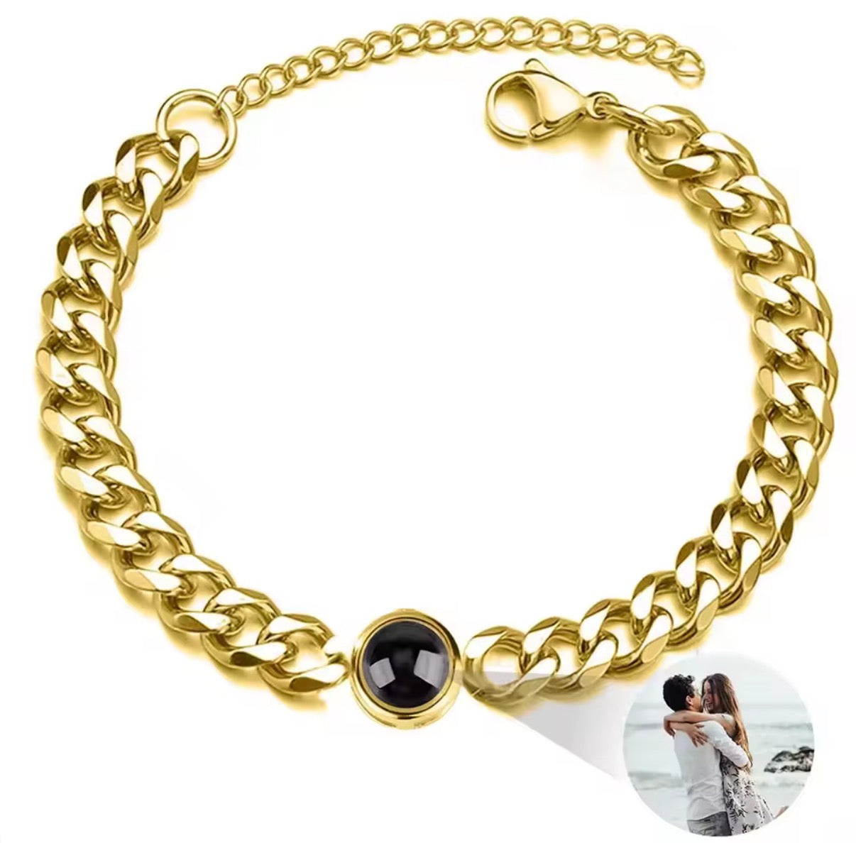 Kubanische Kette Armband mit individuellem Foto-Projektionsstein