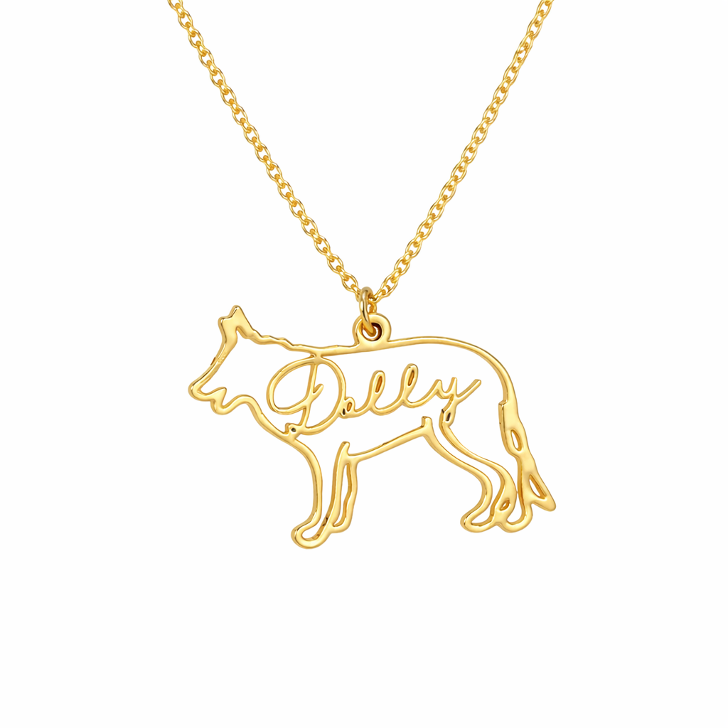 Personalised Dog Silhouette Name Necklace