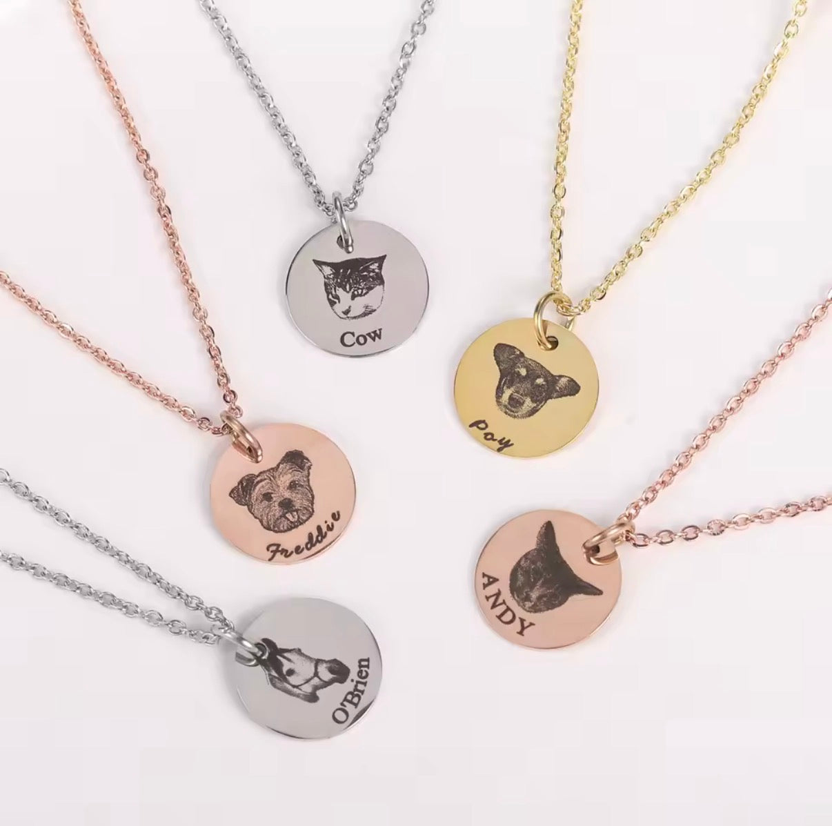 Classic Pet Portrait Name  Necklace