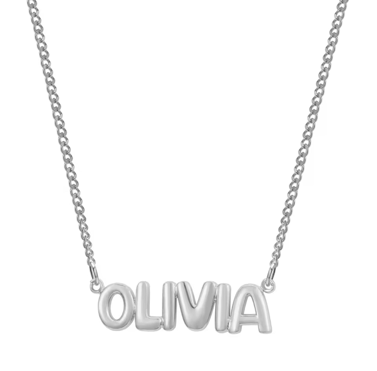 Connected Bubble Letter Name Necklace