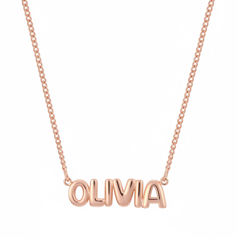 Connected Bubble Letter Name Necklace