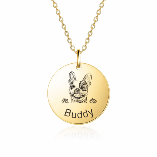 Classic Pet Portrait Name  Necklace