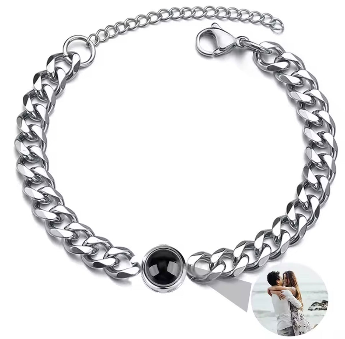 Kubanische Kette Armband mit individuellem Foto-Projektionsstein