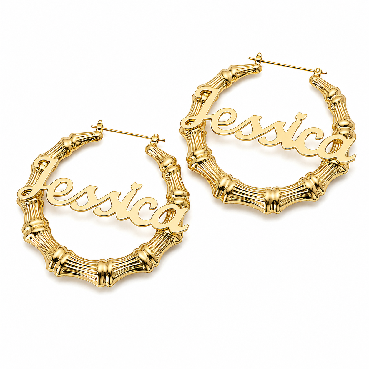 Bamboo Hoop Name Earrings