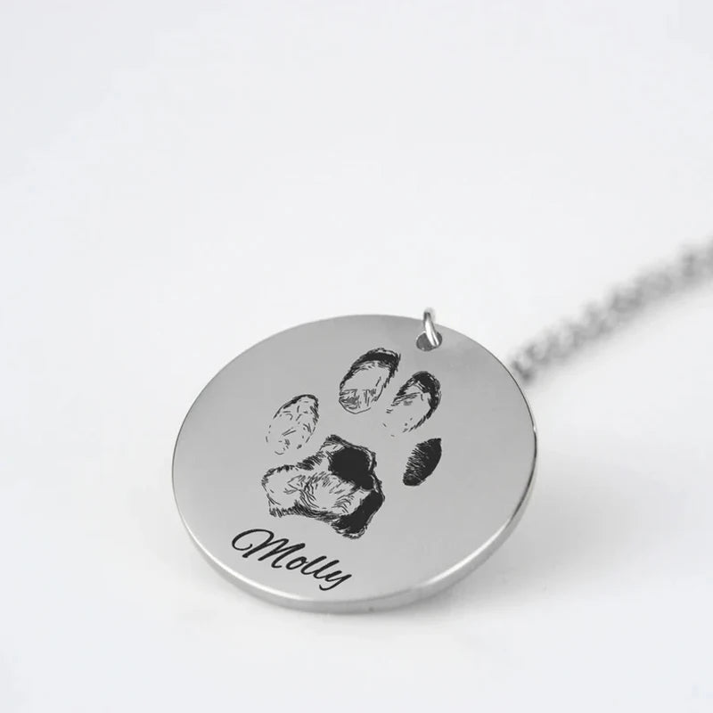 Paw Print Name Necklace