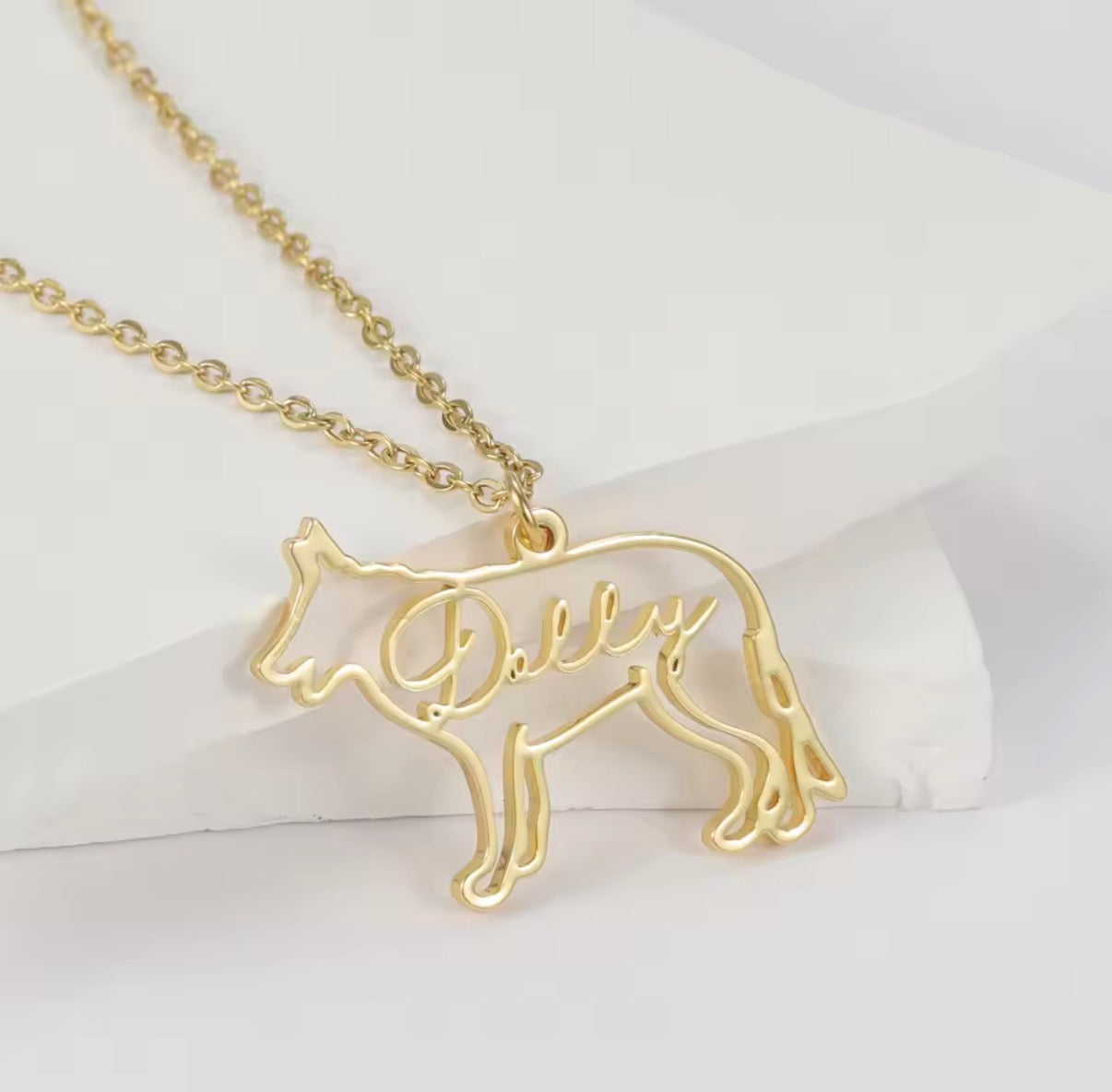 Personalised Dog Silhouette Name Necklace
