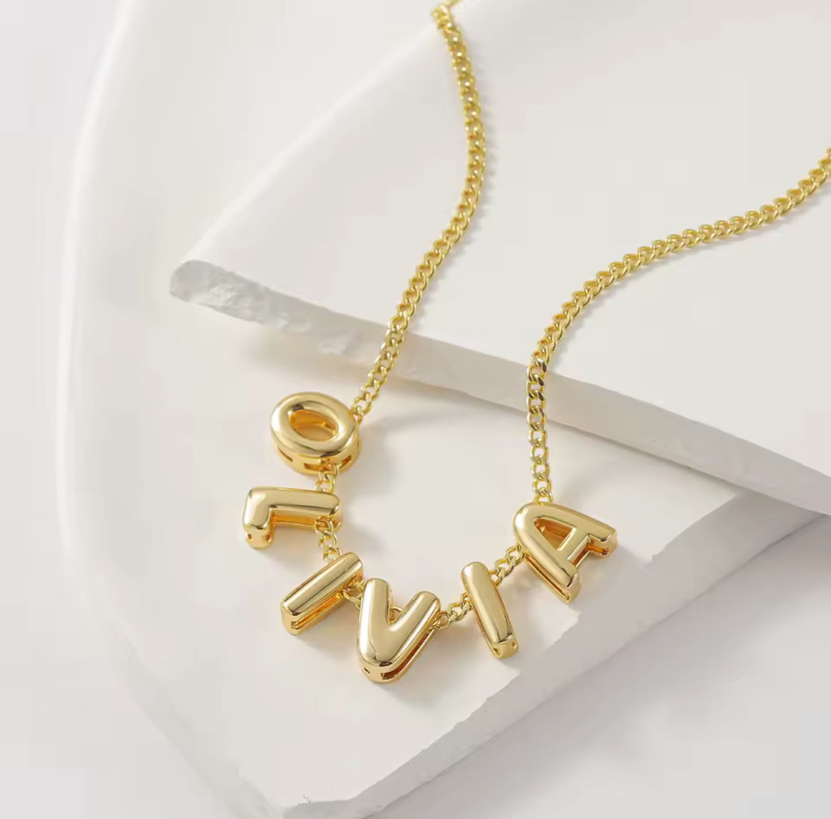 Classic Bubble Letter Name Necklace