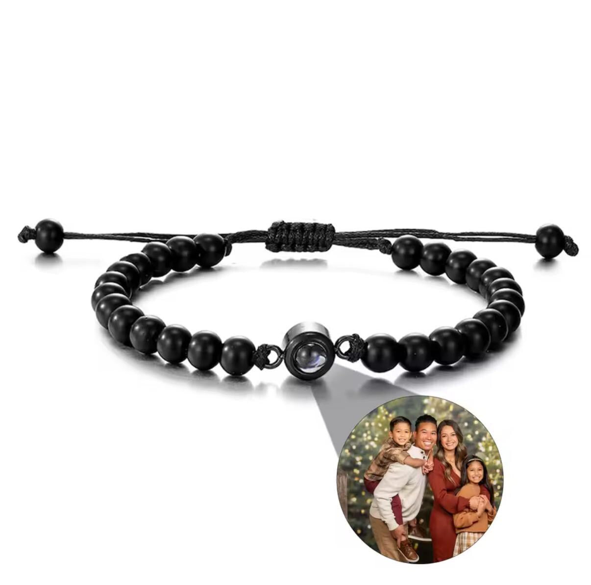 Beaded Custom Photo Projection Stone Bracelet