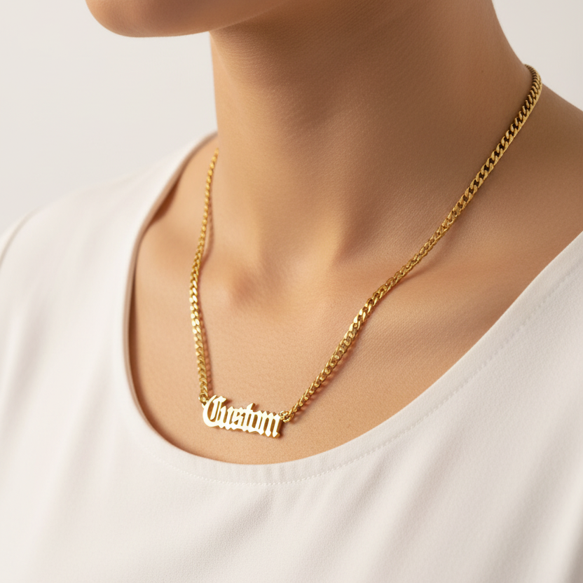 Old English Name Necklace
