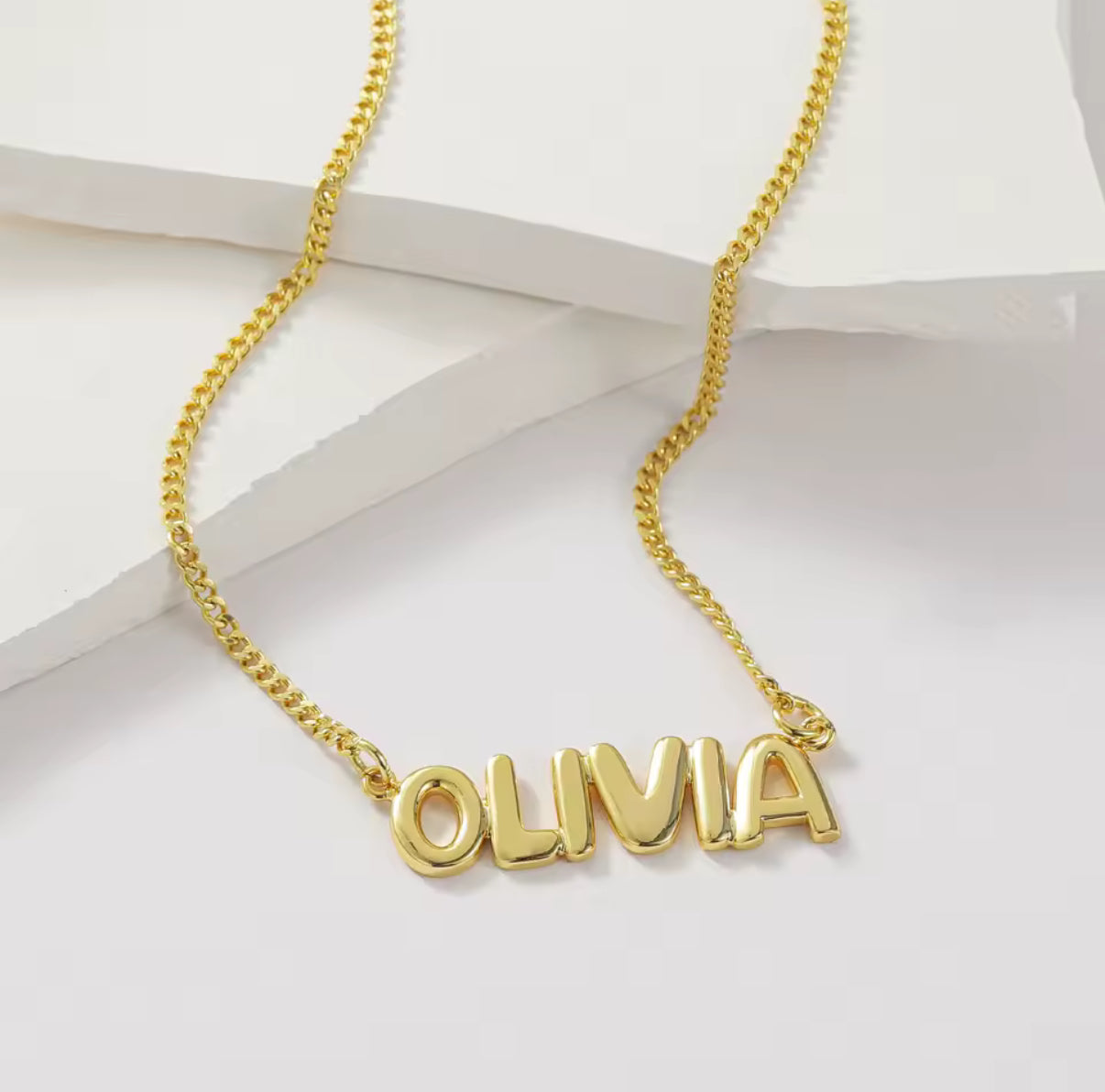 Connected Bubble Letter Name Necklace