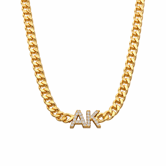 Cuban Chain Crystal Encrusted Name Necklace