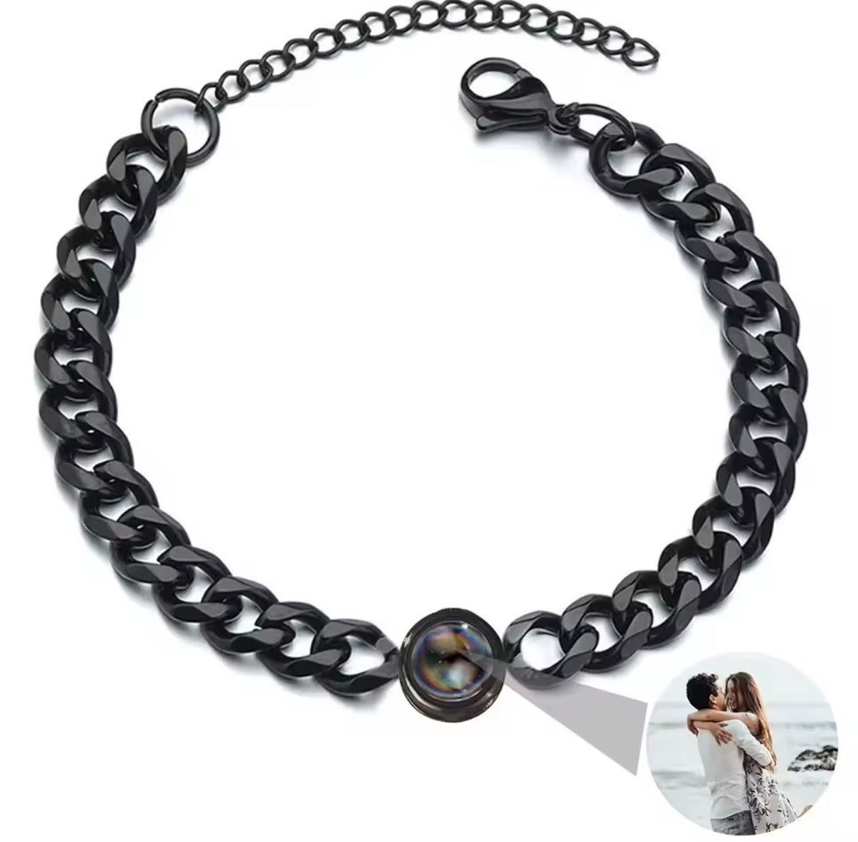 Kubanische Kette Armband mit individuellem Foto-Projektionsstein