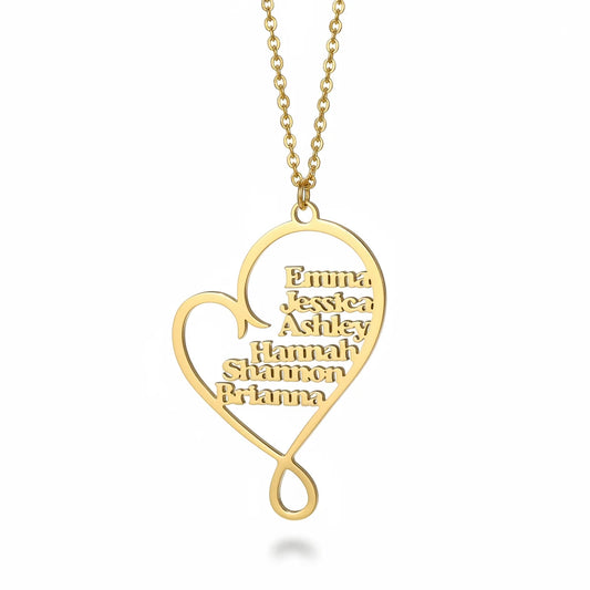 Classic Heart Family Name Necklace