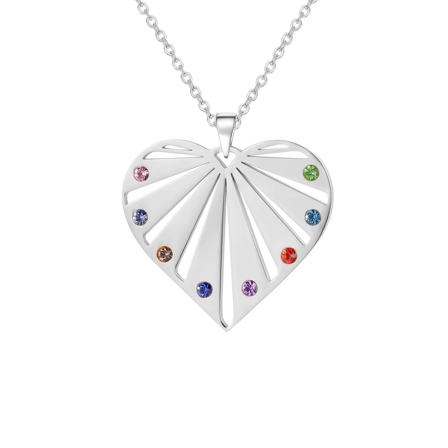 Family Heart Birthstone Name Necklace
