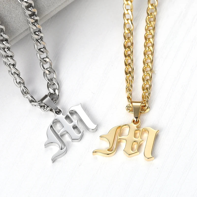 Old English Initial Necklace