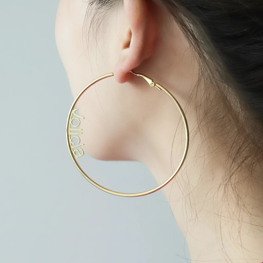 Full Circle Hoop Name Earrings