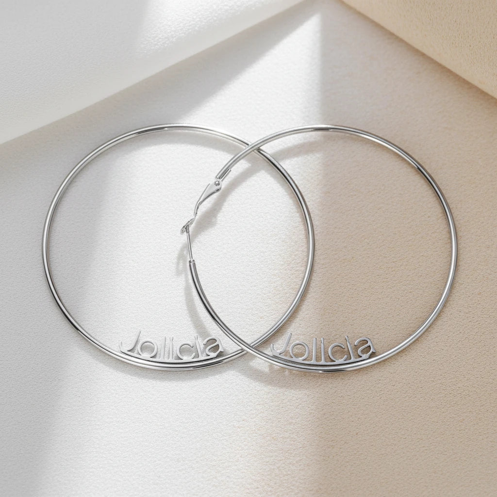 Full Circle Hoop Name Earrings