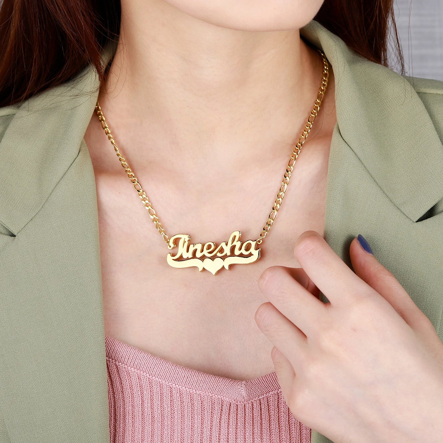Classic Heart Arch Name Necklace