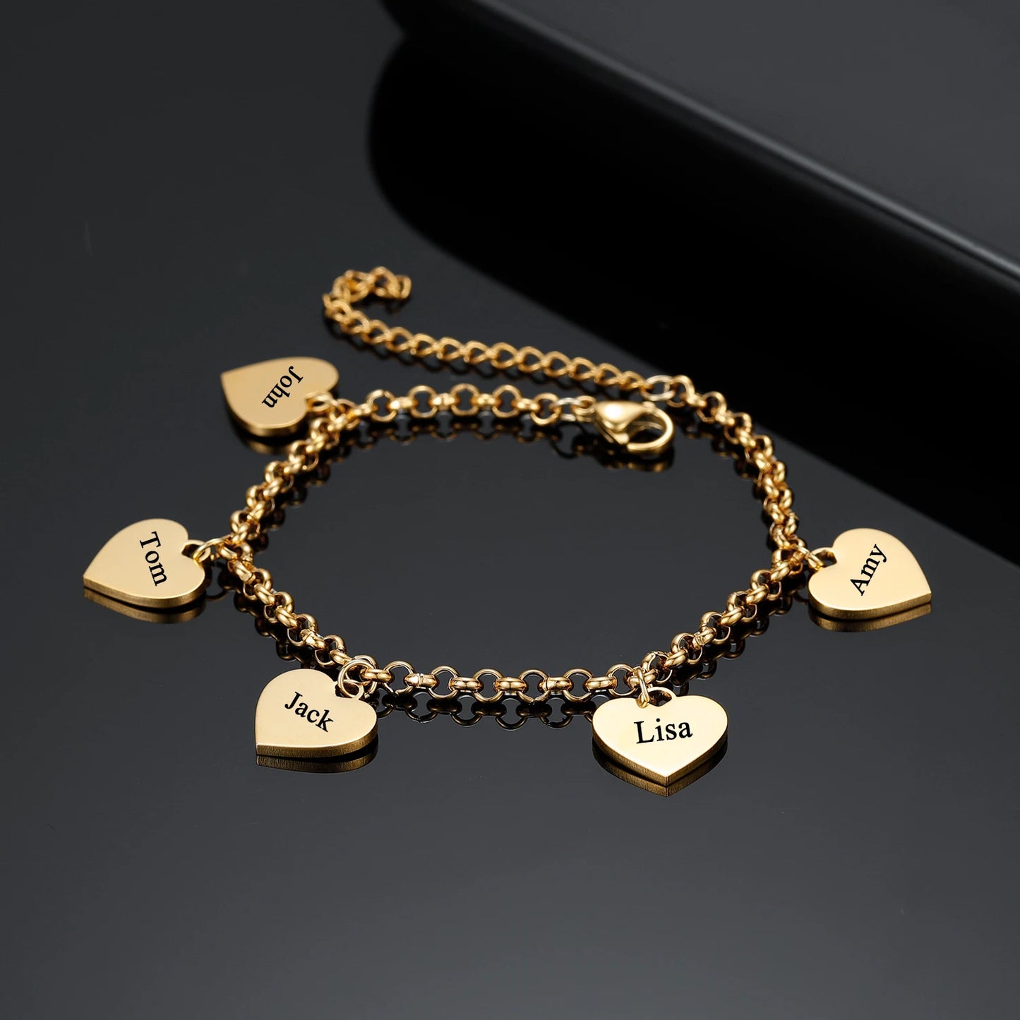 Heart Charm Name Bracelet