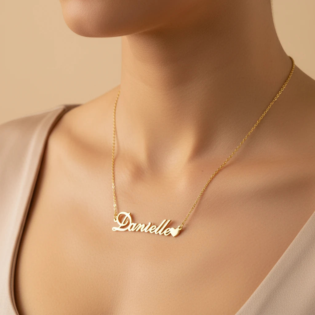 Classic Heart Charm Name Necklace