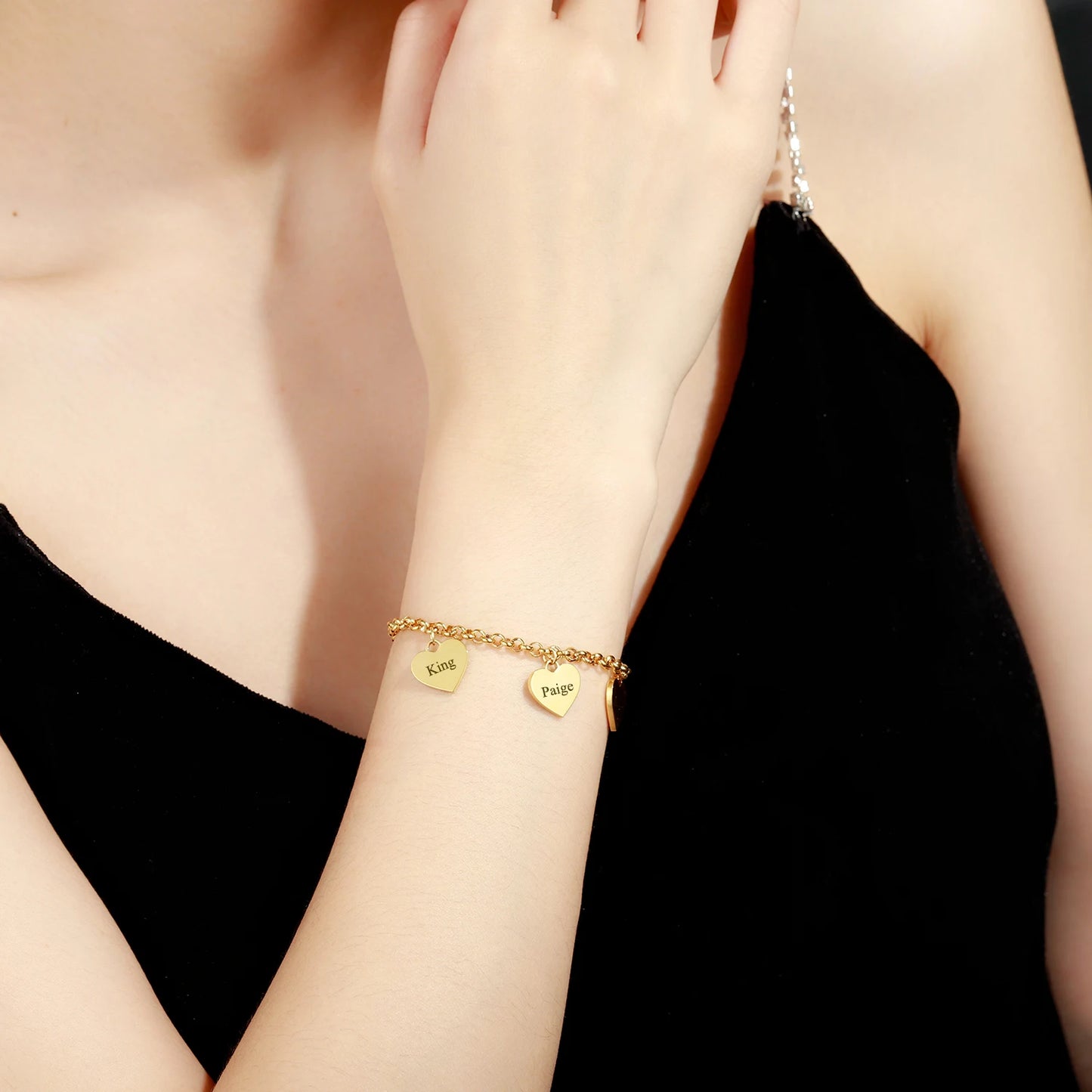 Heart Charm Name Bracelet