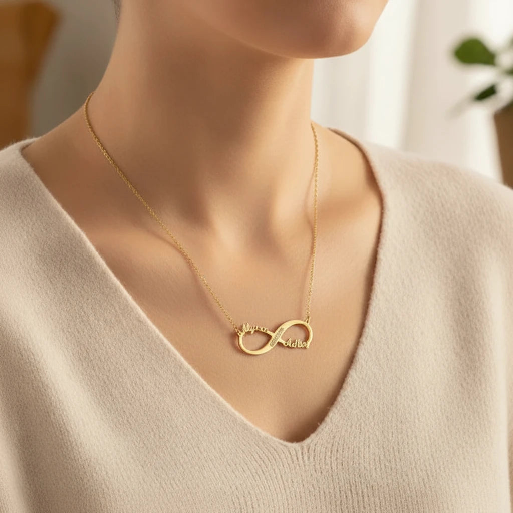 Classic Infinity Couples Name Necklace