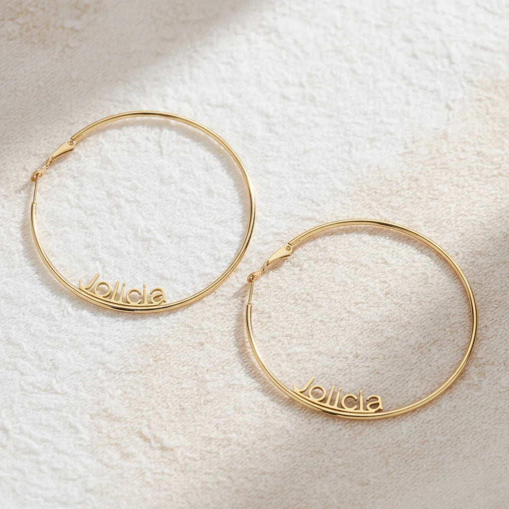 Full Circle Hoop Name Earrings