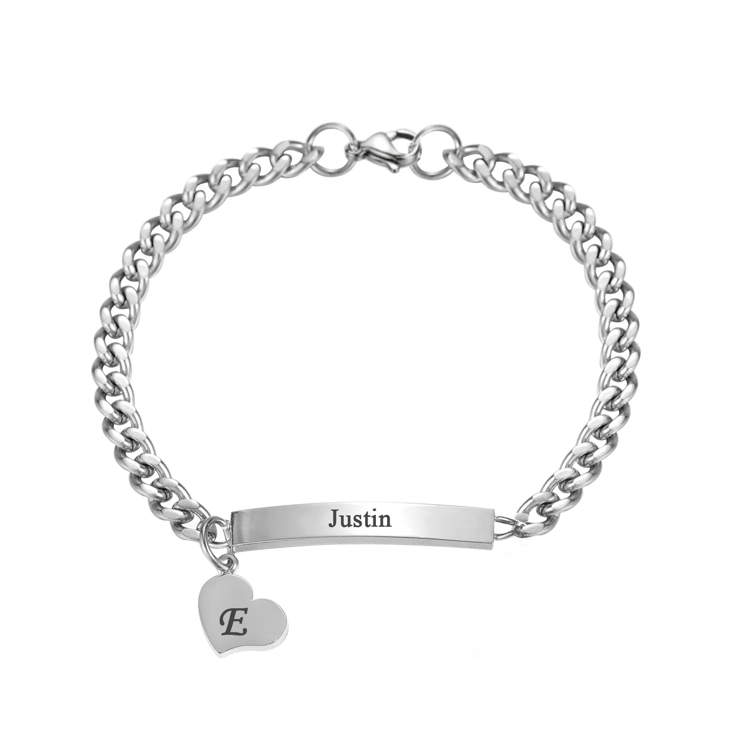 Personalised Baby & Mama Heart Charm Name Bracelet