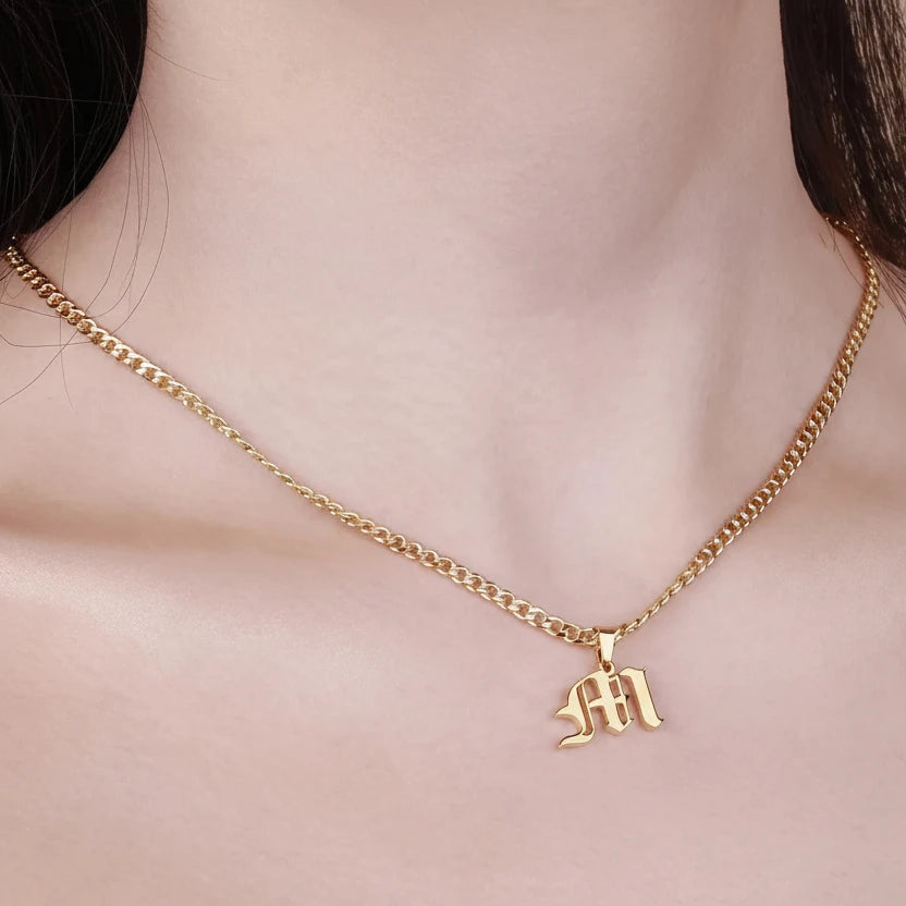 Old English Initial Necklace