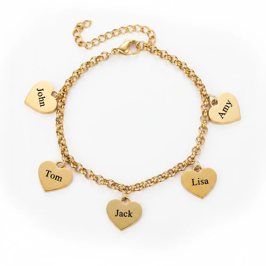 Heart Charm Name Bracelet