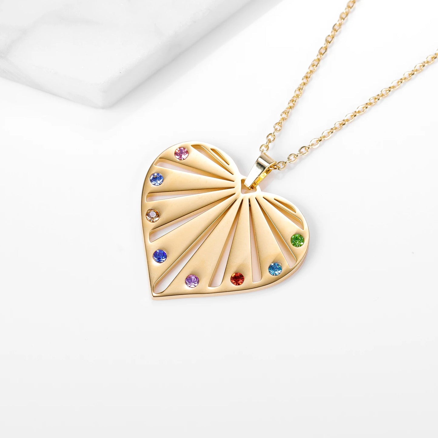 Family Heart Birthstone Name Necklace
