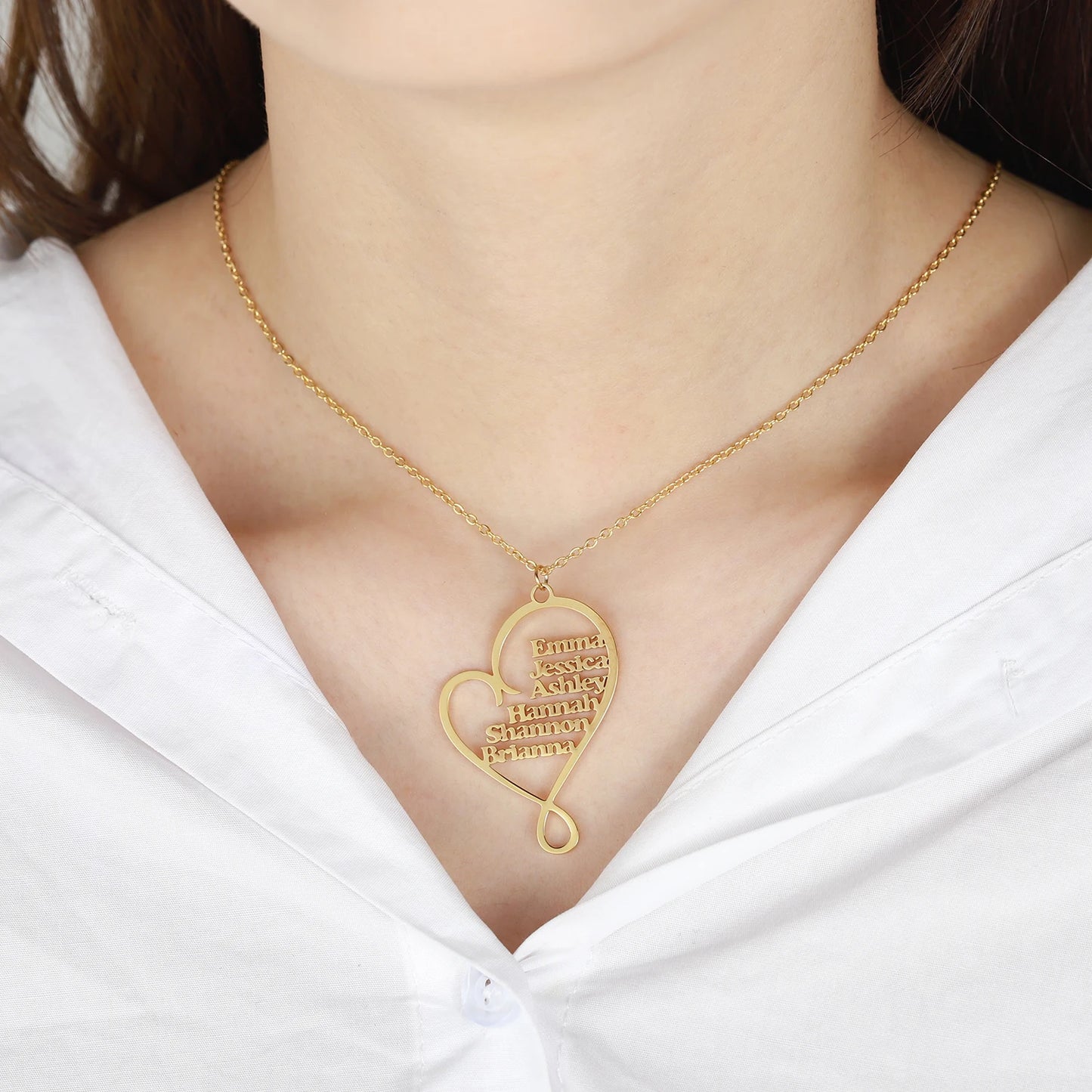 Classic Heart Family Name Necklace