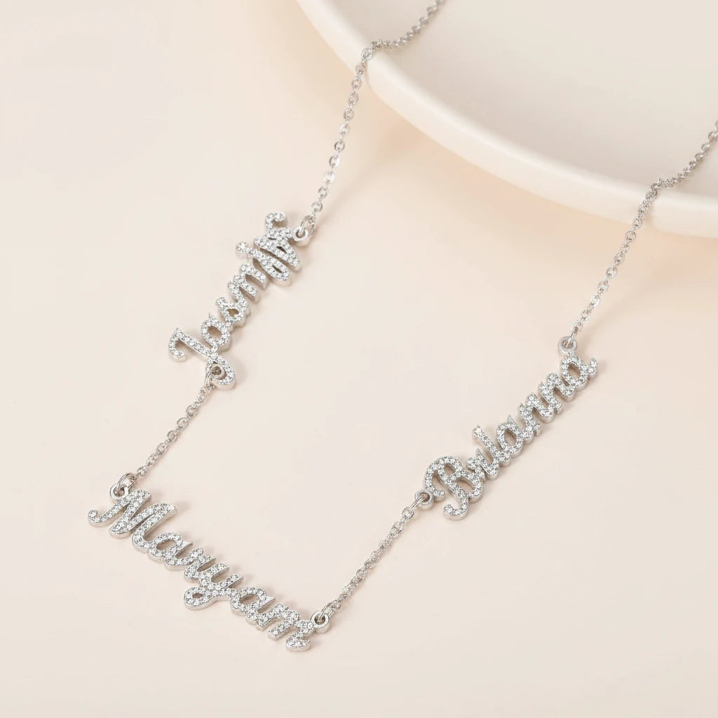 Crystal Encrusted Multi Name Necklace