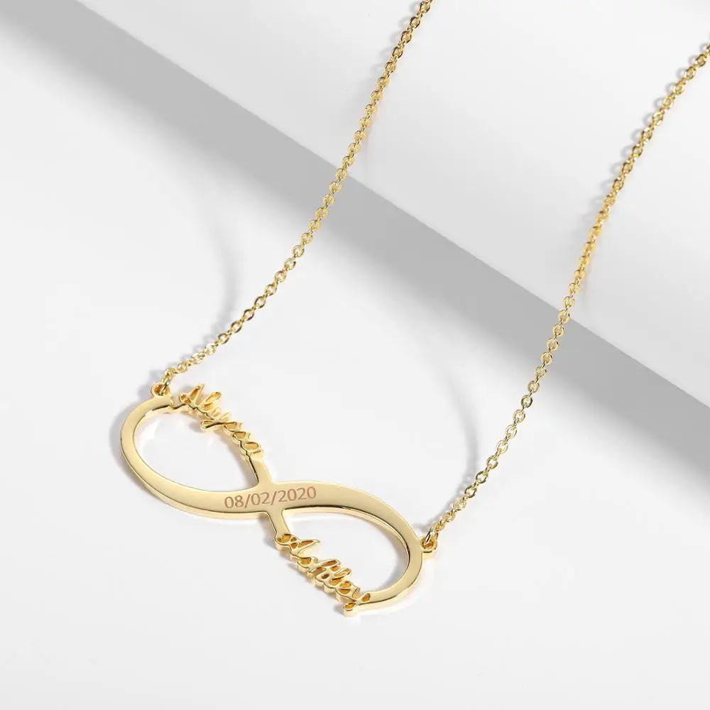 Classic Infinity Couples Name Necklace
