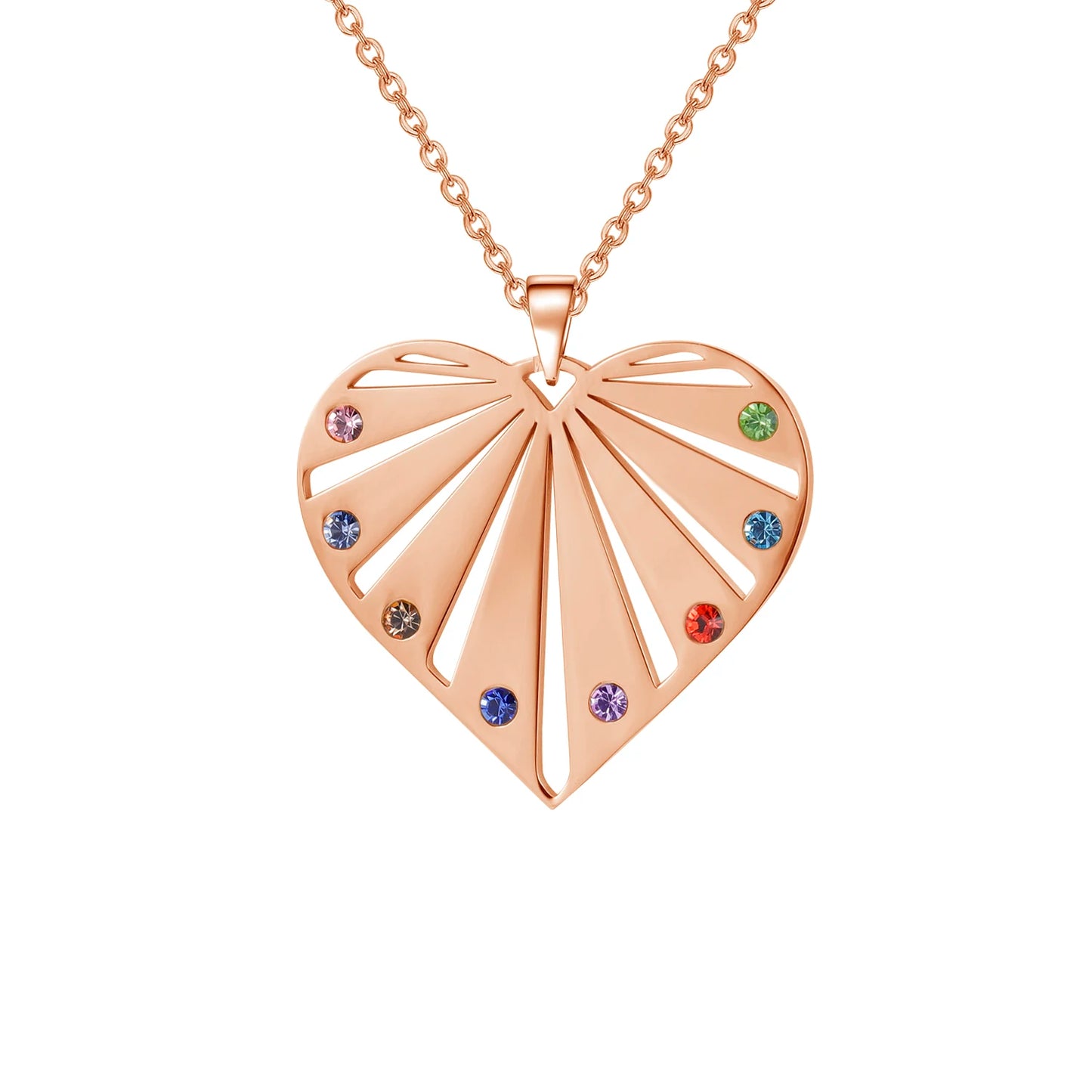 Family Heart Birthstone Name Necklace