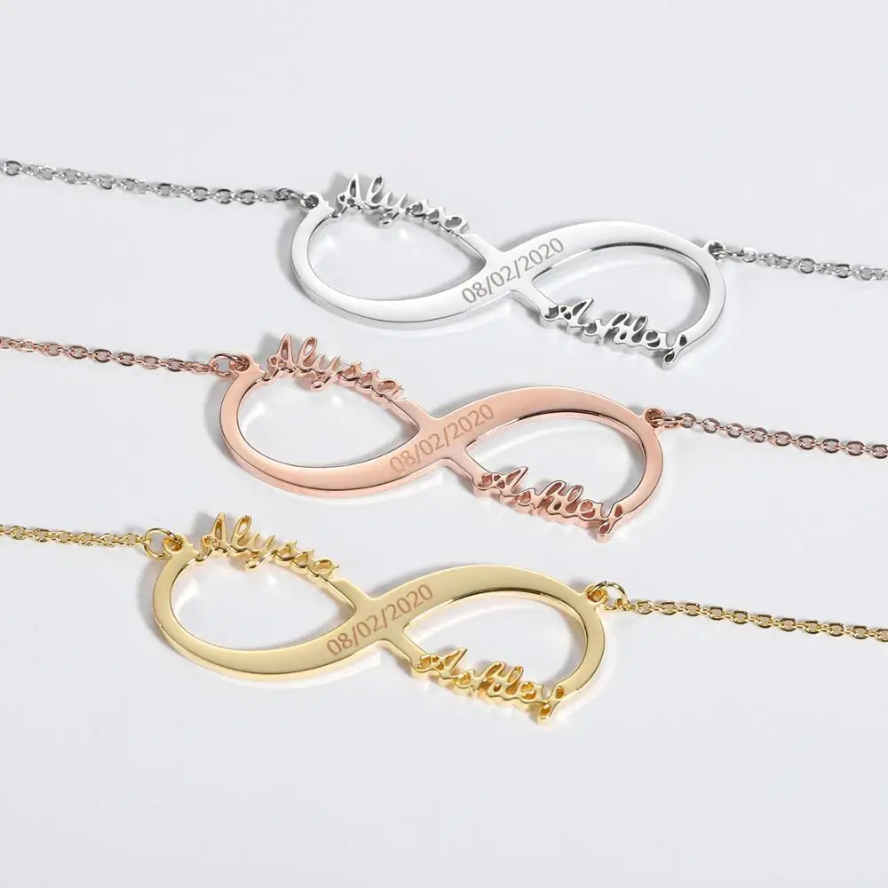 Classic Infinity Couples Name Necklace