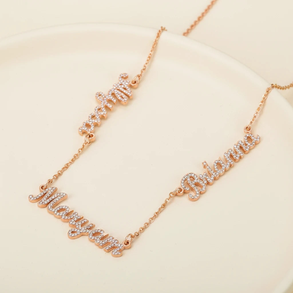 Crystal Encrusted Multi Name Necklace