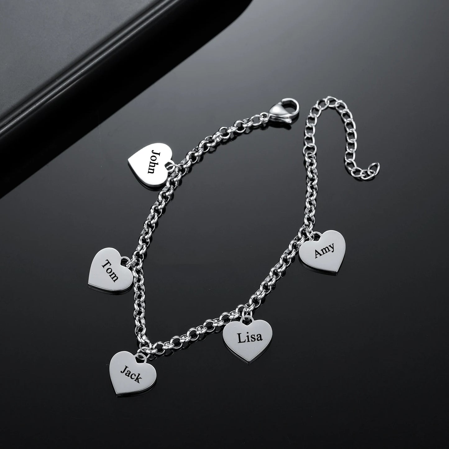 Heart Charm Name Bracelet