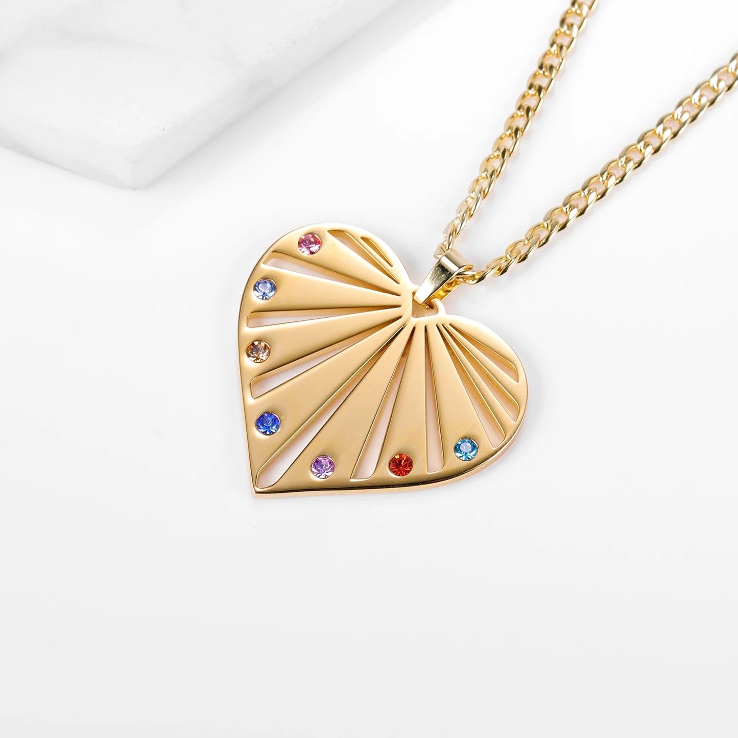 Family Heart Birthstone Name Necklace