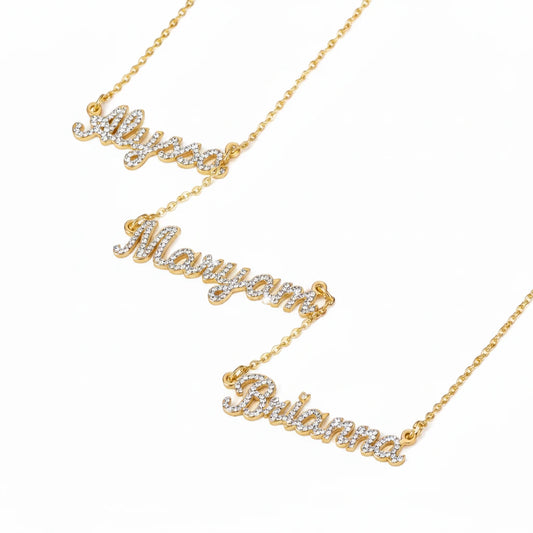 Crystal Encrusted Multi Name Necklace