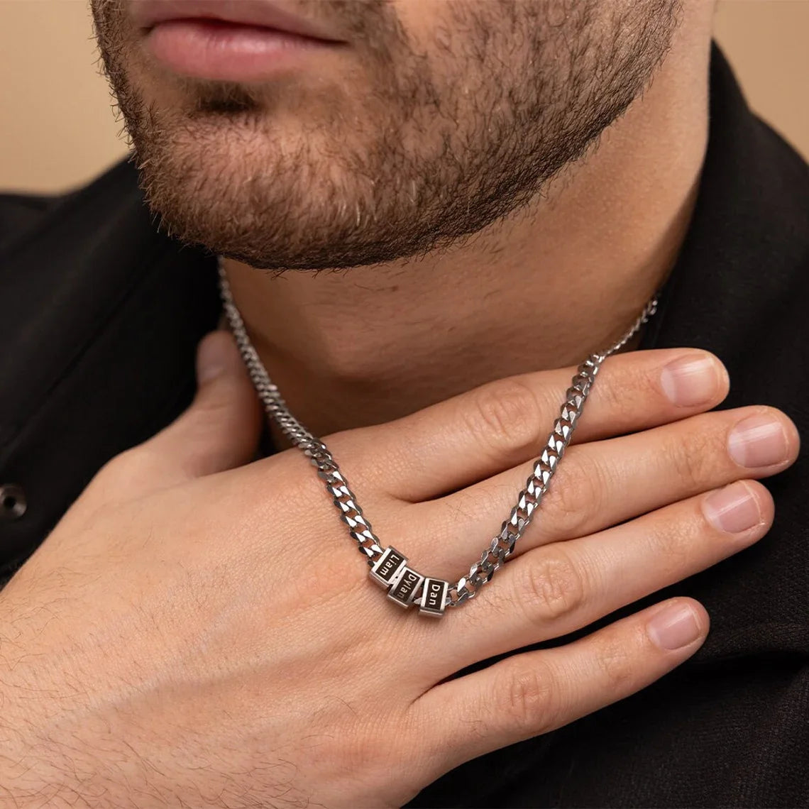 Curb Chain Multi Name Necklace - MEN