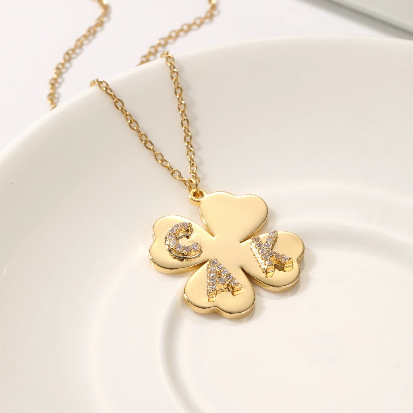 Lucky Clover Initial Necklace