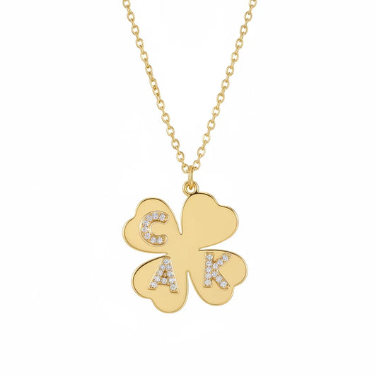 Lucky Clover Initial Necklace
