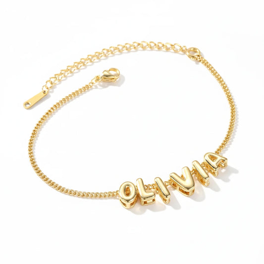 Classic Bubble Letter Name Bracelet